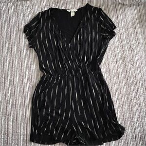 H&M Black Romper with White Dash Pattern